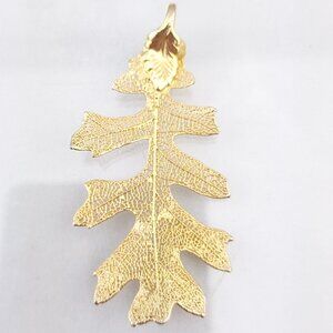 Vintage 90s Necklace Large Gold Dipped Filigree Gold Fall Leaf Pendant